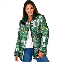 Norfolk Island Meri Krismas Padded Jacket Pacific Patchwork Xmas Vibes - Polynesian Pride