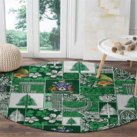 Norfolk Island Meri Krismas Round Carpet Pacific Patchwork Xmas Vibes - Polynesian Pride