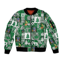 Norfolk Island Meri Krismas Sleeve Zip Bomber Jacket Pacific Patchwork Xmas Vibes - Polynesian Pride