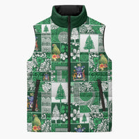 Norfolk Island Meri Krismas Sleeveless Puffer Jacket Pacific Patchwork Xmas Vibes - Polynesian Pride