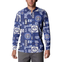 Northern Mariana Islands Magof Nochebuena Button Sweatshirt Pacific Patchwork Xmas Vibes - Polynesian Pride