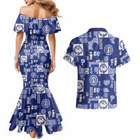 Northern Mariana Islands Magof Nochebuena Couples Matching Mermaid Dress and Hawaiian Shirt Pacific Patchwork Xmas Vibes - Polynesian Pride