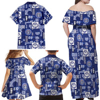 Northern Mariana Islands Magof Nochebuena Family Matching Off Shoulder Maxi Dress and Hawaiian Shirt Pacific Patchwork Xmas Vibes - Polynesian Pride