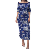 Northern Mariana Islands Magof Nochebuena Family Matching Puletasi and Hawaiian Shirt Pacific Patchwork Xmas Vibes LT9 Mom's Dress Blue - Polynesian Pride