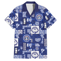 Northern Mariana Islands Magof Nochebuena Family Matching Short Sleeve Bodycon Dress and Hawaiian Shirt Pacific Patchwork Xmas Vibes LT9 Dad's Shirt - Short Sleeve Blue - Polynesian Pride