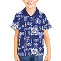 Northern Mariana Islands Magof Nochebuena Kid Hawaiian Shirt Pacific Patchwork Xmas Vibes LT9 Kid Blue - Polynesian Pride