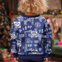 Northern Mariana Islands Magof Nochebuena Kid Ugly Christmas Sweater Pacific Patchwork Xmas Vibes - Polynesian Pride