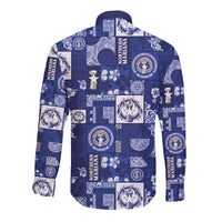 Northern Mariana Islands Magof Nochebuena Long Sleeve Button Shirt Pacific Patchwork Xmas Vibes - Polynesian Pride