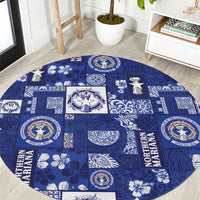 Northern Mariana Islands Magof Nochebuena Round Carpet Pacific Patchwork Xmas Vibes - Polynesian Pride