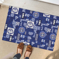 Northern Mariana Islands Magof Nochebuena Rubber Doormat Pacific Patchwork Xmas Vibes - Polynesian Pride