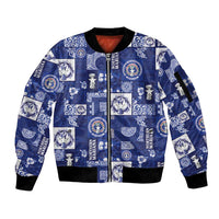 Northern Mariana Islands Magof Nochebuena Sleeve Zip Bomber Jacket Pacific Patchwork Xmas Vibes - Polynesian Pride