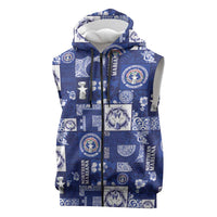 Northern Mariana Islands Magof Nochebuena Sleeveless Zip Hoodie Pacific Patchwork Xmas Vibes LT9 Blue - Polynesian Pride