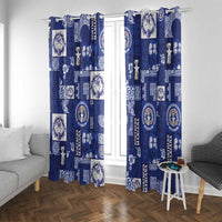 Northern Mariana Islands Magof Nochebuena Window Curtain Pacific Patchwork Xmas Vibes - Polynesian Pride