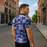 Northern Mariana Islands Magof Nochebuena Zipper Polo Shirt Pacific Patchwork Xmas Vibes - Polynesian Pride