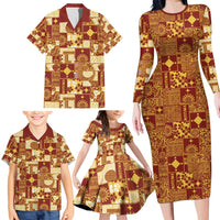 Rotuma Faiakse'ea 'e Kirisimasi Family Matching Long Sleeve Bodycon Dress and Hawaiian Shirt Pacific Patchwork Xmas Vibes - Polynesian Pride