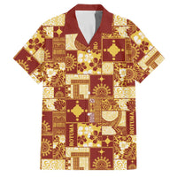 Rotuma Faiakse'ea 'e Kirisimasi Family Matching Long Sleeve Bodycon Dress and Hawaiian Shirt Pacific Patchwork Xmas Vibes LT9 Dad's Shirt - Short Sleeve Red - Polynesian Pride
