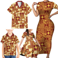 Rotuma Faiakse'ea 'e Kirisimasi Family Matching Short Sleeve Bodycon Dress and Hawaiian Shirt Pacific Patchwork Xmas Vibes LT9 - Polynesian Pride