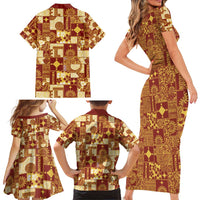Rotuma Faiakse'ea 'e Kirisimasi Family Matching Short Sleeve Bodycon Dress and Hawaiian Shirt Pacific Patchwork Xmas Vibes - Polynesian Pride
