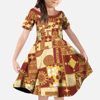 Rotuma Faiakse'ea 'e Kirisimasi Family Matching Tank Maxi Dress and Hawaiian Shirt Pacific Patchwork Xmas Vibes LT9 Daughter's Dress Red - Polynesian Pride