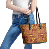 Rotuma Faiakse'ea 'e Kirisimasi Leather Tote Bag Pacific Patchwork Xmas Vibes LT9 - Polynesian Pride