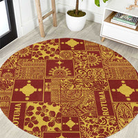 Rotuma Faiakse'ea 'e Kirisimasi Round Carpet Pacific Patchwork Xmas Vibes - Polynesian Pride