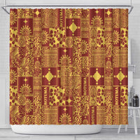 Rotuma Faiakse'ea 'e Kirisimasi Shower Curtain Pacific Patchwork Xmas Vibes - Polynesian Pride