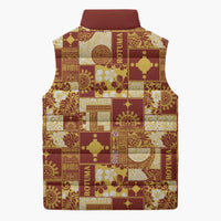 Rotuma Faiakse'ea 'e Kirisimasi Sleeveless Puffer Jacket Pacific Patchwork Xmas Vibes - Polynesian Pride
