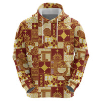 Rotuma Faiakse'ea 'e Kirisimasi Zip Hoodie Pacific Patchwork Xmas Vibes - Polynesian Pride