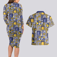 Tokelau Manuia te Kilihimahi Couples Matching Long Sleeve Bodycon Dress and Hawaiian Shirt Pacific Patchwork Xmas Vibes LT9 - Polynesian Pride