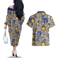 Tokelau Manuia te Kilihimahi Couples Matching Off The Shoulder Long Sleeve Dress and Hawaiian Shirt Pacific Patchwork Xmas Vibes LT9 - Polynesian Pride