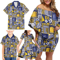 Tokelau Manuia te Kilihimahi Family Matching Off Shoulder Short Dress and Hawaiian Shirt Pacific Patchwork Xmas Vibes - Polynesian Pride