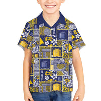 Tokelau Manuia te Kilihimahi Family Matching Puletasi and Hawaiian Shirt Pacific Patchwork Xmas Vibes LT9 Son's Shirt Blue - Polynesian Pride