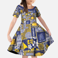 Tokelau Manuia te Kilihimahi Family Matching Summer Maxi Dress and Hawaiian Shirt Pacific Patchwork Xmas Vibes LT9 Daughter's Dress Blue - Polynesian Pride