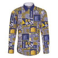 Tokelau Manuia te Kilihimahi Family Matching Summer Maxi Dress and Hawaiian Shirt Pacific Patchwork Xmas Vibes LT9 Dad's Shirt - Long Sleeve Blue - Polynesian Pride