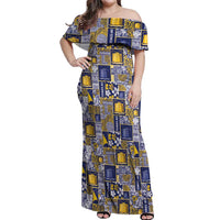 Tokelau Manuia te Kilihimahi Off Shoulder Maxi Dress Pacific Patchwork Xmas Vibes - Polynesian Pride