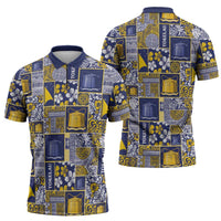Tokelau Manuia te Kilihimahi Zipper Polo Shirt Pacific Patchwork Xmas Vibes - Polynesian Pride