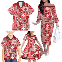 Wallis Et Futuna Kilisimasi Fiefia Family Matching Off The Shoulder Long Sleeve Dress and Hawaiian Shirt Pacific Patchwork Xmas Vibes - Polynesian Pride