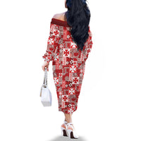Wallis Et Futuna Kilisimasi Fiefia Family Matching Off The Shoulder Long Sleeve Dress and Hawaiian Shirt Pacific Patchwork Xmas Vibes - Polynesian Pride