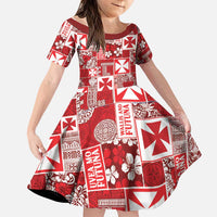 Wallis Et Futuna Kilisimasi Fiefia Family Matching Off Shoulder Maxi Dress and Hawaiian Shirt Pacific Patchwork Xmas Vibes LT9 Daughter's Dress Red - Polynesian Pride