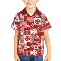 Wallis Et Futuna Kilisimasi Fiefia Family Matching Off Shoulder Maxi Dress and Hawaiian Shirt Pacific Patchwork Xmas Vibes LT9 Son's Shirt Red - Polynesian Pride