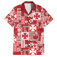 Wallis Et Futuna Kilisimasi Fiefia Family Matching Off Shoulder Short Dress and Hawaiian Shirt Pacific Patchwork Xmas Vibes LT9 Dad's Shirt - Short Sleeve Red - Polynesian Pride