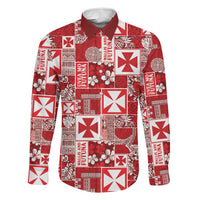Wallis Et Futuna Kilisimasi Fiefia Family Matching Tank Maxi Dress and Hawaiian Shirt Pacific Patchwork Xmas Vibes LT9 Dad's Shirt - Long Sleeve Red - Polynesian Pride