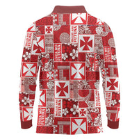 Wallis Et Futuna Kilisimasi Fiefia Long Sleeve Polo Shirt Pacific Patchwork Xmas Vibes LT9 - Polynesian Pride