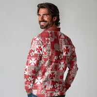 Wallis Et Futuna Kilisimasi Fiefia Long Sleeve Polo Shirt Pacific Patchwork Xmas Vibes LT9 - Polynesian Pride