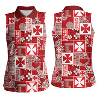 Wallis Et Futuna Kilisimasi Fiefia Women Sleeveless Polo Shirt Pacific Patchwork Xmas Vibes LT9 - Polynesian Pride