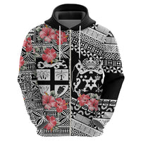 Fiji Tonga Coat of Arm Personalised Zip Hoodie With Masi Tapa and Tongan Ngatu Together LT9 - Polynesian Pride