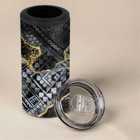 Polynesian Tribal Tattoo 4 in 1 Can Cooler Tumbler Dark Marble Pattern