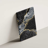 Polynesian Tribal Tattoo Canvas Wall Art Dark Marble Pattern