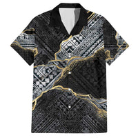 Polynesian Tribal Tattoo Family Matching Summer Maxi Dress and Hawaiian Shirt Dark Marble Pattern LT9 Dad's Shirt - Short Sleeve Black - Polynesian Pride