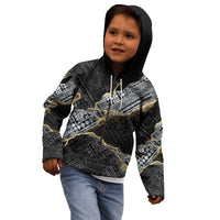 Polynesian Tribal Tattoo Kid Hoodie Dark Marble Pattern